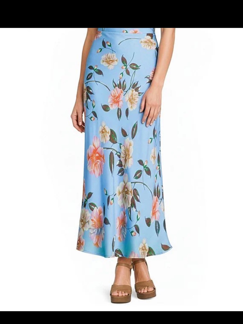 Gianni Bini Floral Maxi Skirt in Light Blue